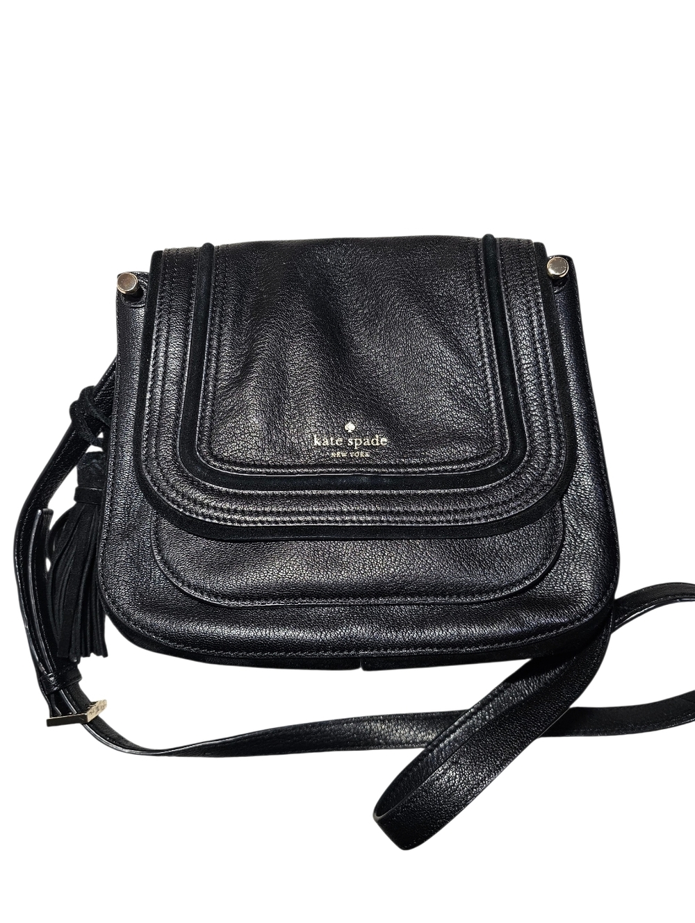 Kate Spade Pratt Street Small Rianne Blk GOAT LEATHER & Suede Tassel Bag - Picture 9 of 16